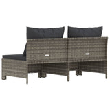 NNEVL 2-Seater Garden Sofa with Cushions Grey Poly Rattan