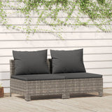 NNEVL 2-Seater Garden Sofa with Cushions Grey Poly Rattan