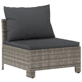 NNEVL Garden Middle Sofa with Cushion Grey Poly Rattan