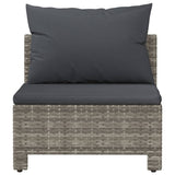 NNEVL Garden Middle Sofa with Cushion Grey Poly Rattan