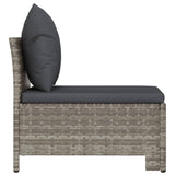 NNEVL Garden Middle Sofa with Cushion Grey Poly Rattan