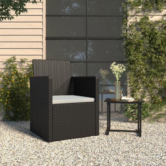 NNEVL Garden Armchair with Cushion Black Poly Rattan