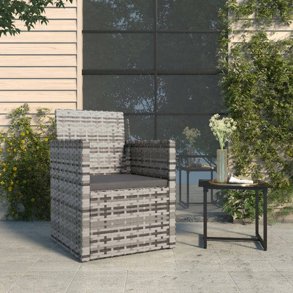 NNEVL Garden Armchair with Cushion Grey Poly Rattan
