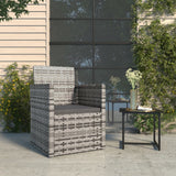 NNEVL Garden Armchair with Cushion Grey Poly Rattan
