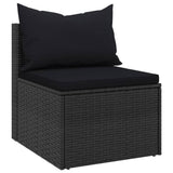 NNEVL Garden Middle Sofas with Cushions 2 pcs Black Poly Rattan