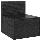 NNEVL Garden Middle Sofas with Cushions 2 pcs Black Poly Rattan