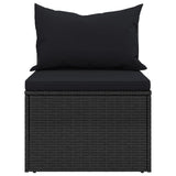 NNEVL Garden Middle Sofas with Cushions 2 pcs Black Poly Rattan