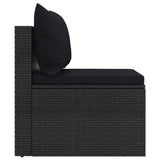 NNEVL Garden Middle Sofas with Cushions 2 pcs Black Poly Rattan