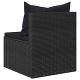 NNEVL Garden Middle Sofas with Cushions 2 pcs Black Poly Rattan