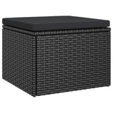 NNEVL 3-Seater Garden Sofa with Roof and Footstool Black Poly Rattan