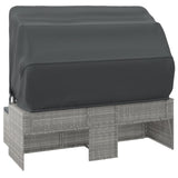 NNEVL 3-Seater Garden Sofa with Roof and Footstool Grey Poly Rattan
