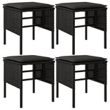 NNEVL Garden Footstools with Cushions 4 pcs Black Poly Rattan