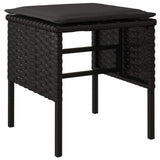 NNEVL Garden Footstools with Cushions 4 pcs Black Poly Rattan