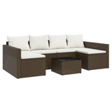 NNEVL 2 Piece Garden Lounge Set with Cushions Brown Poly Rattan