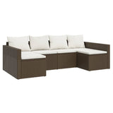 NNEVL 2 Piece Garden Lounge Set with Cushions Brown Poly Rattan