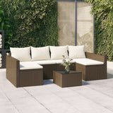 NNEVL 2 Piece Garden Lounge Set with Cushions Brown Poly Rattan
