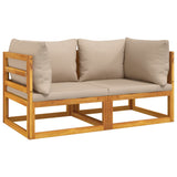 NNEVL Sectional Corner Sofas 2 pcs with Taupe Cushions Solid Wood Acacia