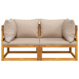 NNEVL Sectional Corner Sofas 2 pcs with Taupe Cushions Solid Wood Acacia