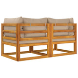NNEVL Sectional Corner Sofas 2 pcs with Taupe Cushions Solid Wood Acacia