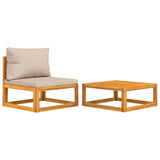 NNEVL 2 Piece Garden Sofa Set with Cushions Solid Wood Acacia