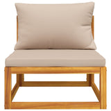 NNEVL Garden Middle Sofa with Taupe Cushions Solid Wood Acacia