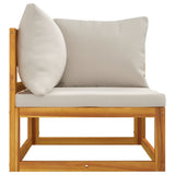 NNEVL Sectional Corner Sofa with Light Grey Cushions Solid Wood Acacia