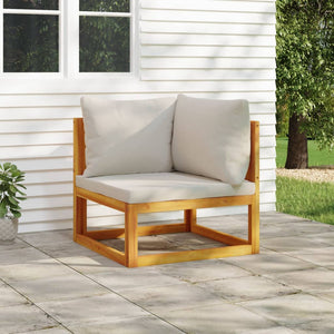 NNEVL Sectional Corner Sofa with Light Grey Cushions Solid Wood Acacia