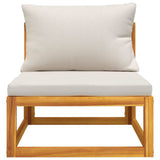NNEVL Garden Middle Sofa with Light Grey Cushions Solid Wood Acacia