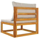 NNEVL Garden Middle Sofa with Light Grey Cushions Solid Wood Acacia