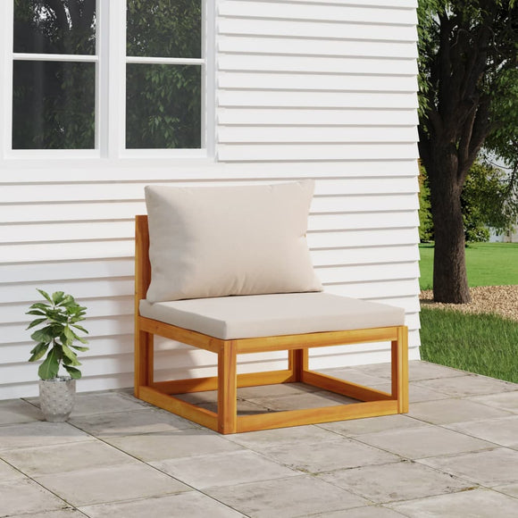 NNEVL Garden Middle Sofa with Light Grey Cushions Solid Wood Acacia