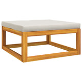 NNEVL Garden Footrest with Light Grey Cushion Solid Wood Acacia