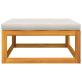 NNEVL Garden Footrest with Light Grey Cushion Solid Wood Acacia
