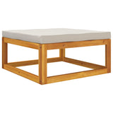 NNEVL Garden Footrest with Light Grey Cushion Solid Wood Acacia