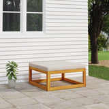 NNEVL Garden Footrest with Light Grey Cushion Solid Wood Acacia