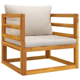 NNEVL Garden Chair with Light Grey Cushions Solid Wood Acacia