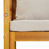 NNEVL Garden Chair with Light Grey Cushions Solid Wood Acacia