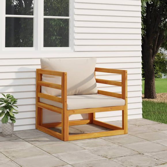 NNEVL Garden Chair with Light Grey Cushions Solid Wood Acacia