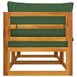 NNEVL Sectional Corner Sofas 2 pcs with Green Cushions Solid Wood Acacia