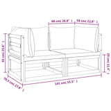 NNEVL Sectional Corner Sofas 2 pcs with Green Cushions Solid Wood Acacia