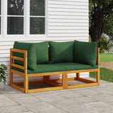 NNEVL Sectional Corner Sofas 2 pcs with Green Cushions Solid Wood Acacia