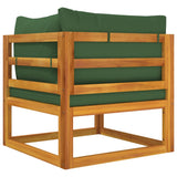 NNEVL Sectional Corner Sofa with Green Cushions Solid Wood Acacia