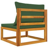 NNEVL Garden Middle Sofa with Green Cushions Solid Wood Acacia