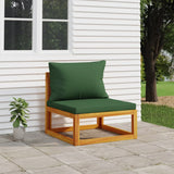 NNEVL Garden Middle Sofa with Green Cushions Solid Wood Acacia