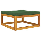 NNEVL Garden Footrest with Green Cushion Solid Wood Acacia