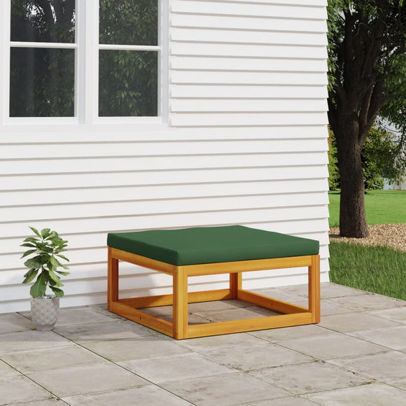 NNEVL Garden Footrest with Green Cushion Solid Wood Acacia