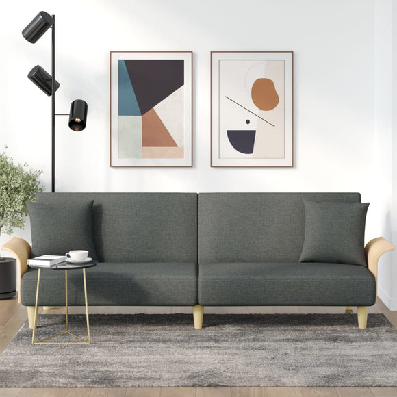 NNEVL Sofa Bed with Armrests Dark Grey Fabric