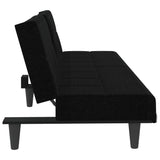 NNEVL Sofa Bed with Cup Holders Black Fabric