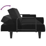 NNEVL Sofa Bed with Armrests Black Velvet