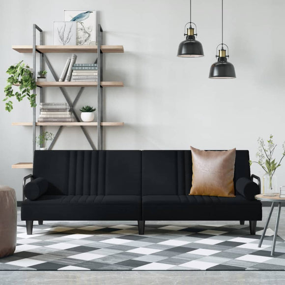 NNEVL Sofa Bed with Armrests Black Velvet