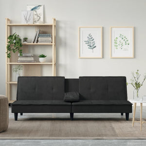 NNEVL Sofa Bed with Cup Holders Black Velvet